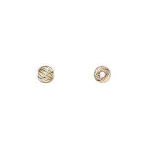 Bead 1pkg2 14Kt gold-filled, 5mm twisted corrugated round