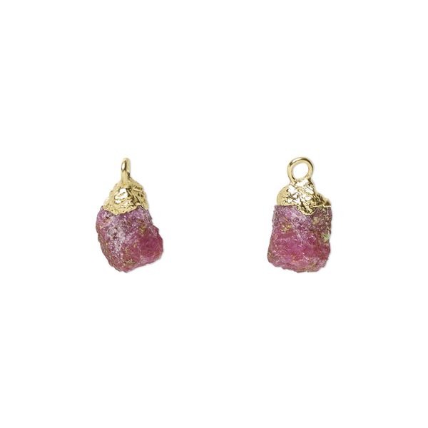 Drop 1pkg1 gold-plated electrocoated sterling silver and pink tourmaline (natural), 8x5mm-9x7mm hand-cut nugget image number 0