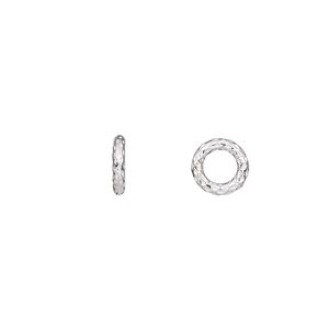 Jump ring 1pkg10 sterling silver, 8mm soldered closed textured round, 15 gauge / 4.8mm inside diameter