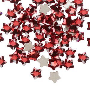 Flat back 360pk scarlet foil back, Swarovski&reg; 6mm star flower 2754