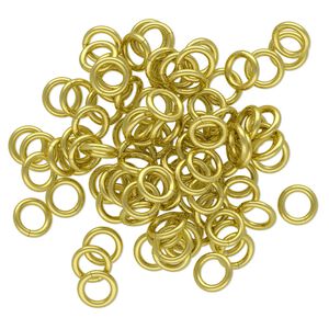 Jump ring 1pkg100 brass, 5.5mm round, 18 gauge / 3.5mm inside diameter
