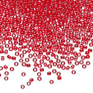 Seed bead, TOHO BEADS&reg;, glass, pkg/7.5g, #11 round, translucent luster tropical sunset-lined crystal clear (TR-11-109).