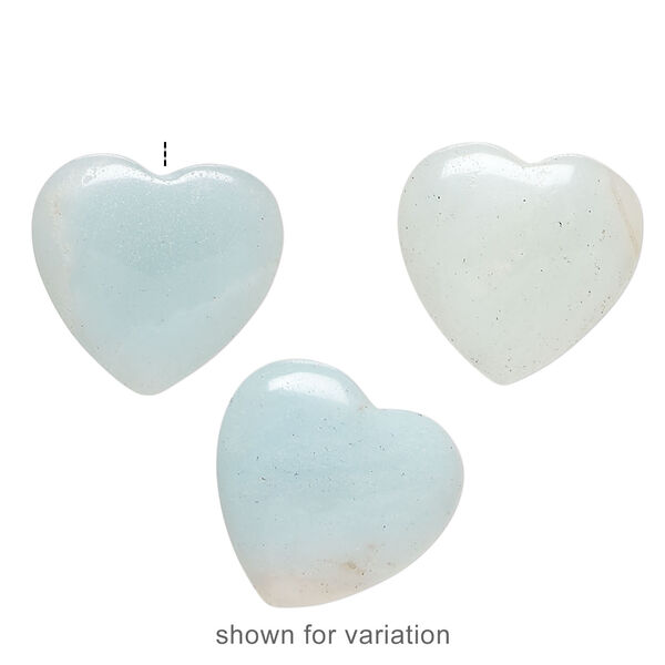 Amazonite 1pkg3, half-drilled puffed heart bead natural, 17-19mm image number 1