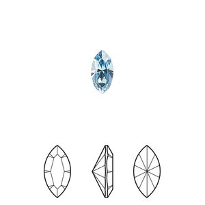 Fancy stone 48pk aquamarine foil back, Crystal Passions&reg; 5x2.5mm navette 4228