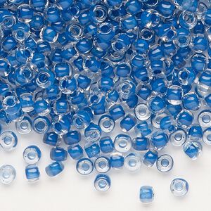 Seed bead, Dyna-Mites&trade;, glass 1pkg40g, #6 round, translucent inside dyed color cobalt (215 6/0 RR)