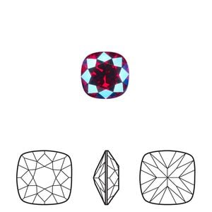 Fancy stone 2pk light Siam shimmer foil back, Crystal Passions&reg; 10mm cushion 4470