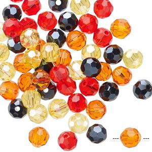 Bead mix 60pk 32 facets fire, Celestial Crystal&reg; 6mm round