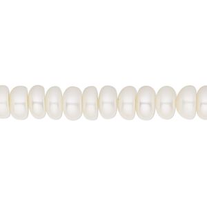 Pearl, White Lotus&trade;, cultured freshwater (bleached), white, 7.5-8mm button, C grade, Mohs hardness 2-1/2 to 4. Sold per 15-1/2" to 16" strand.