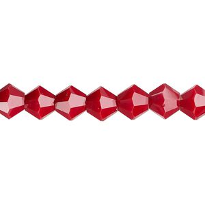 Bead 1pk opaque red, Celestial Crystal&reg; 8mm bicone 15.5-16 inch