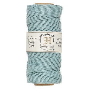 Cord, Hemptique&reg;, polished hemp, light blue, 1mm diameter, 20-pound test. Sold per 205-foot spool.