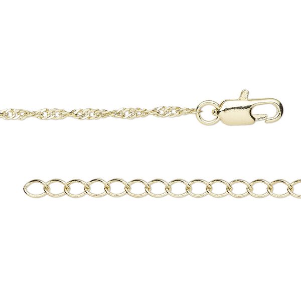 Chain 1pkg1 Singapore, 2mm / lobster claw clasp, gold-finished brass 18 inch image number 0