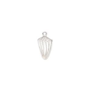Charm, Amoracast&reg;, sterling silver, 12x8mm two-sided cone shell with cutouts. Sold individually.