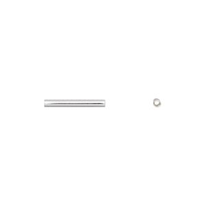 Bead 1pkg100 silver-plated, 13x1.5mm tube, brass