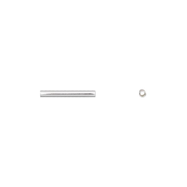 Bead 1pkg100 silver-plated, 13x1.5mm tube, brass image number 0
