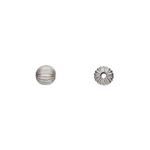 Bead 1pkg2 stainless steel, 6mm corrugated round