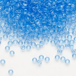 Seed bead, Miyuki, glass, pkg/50g, #8 rocaille, transparent cornflower blue (RR-159).