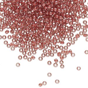 Seed bead, TOHO BEADS&reg;, glass, pkg/50g, #11 round, translucent luster mauve-lined rose (TR-11-291).