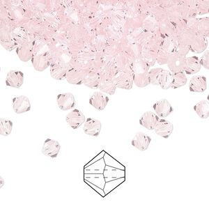 Bead 48pk pink sapphire, Preciosa Czech crystal 4mm bicone