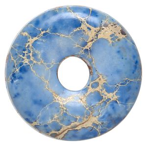 Magnesite 1pkg1, hand-cut donut focal, blue 40mm