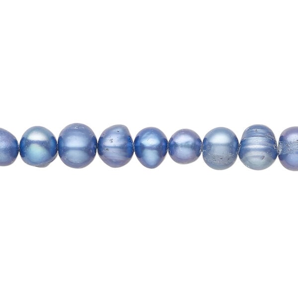 Freshwater pearl 1pkg1, semi-round, 15.5-16 inch blue-violet 5-7mm cultured image number 0
