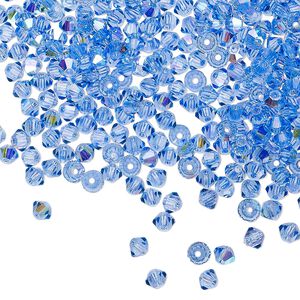 Bead 1440pk sapphire AB, Preciosa Czech crystal 3mm bicone