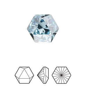 Fancy stone 1pk aquamarine foil back, Crystal Passions&reg; 16x14mm prismatic hexagon 4699