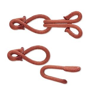 Clasp hook&eye 1pkg1 "pewter" (zinc alloy), 32x12mm, red nylon 1-strand