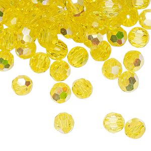 Bead 144pk citrine AB, Preciosa Czech crystal 6mm round