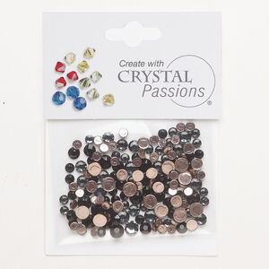 Flat back mix 1pkg144 smoked topaz and light Colorado topaz foil back, Crystal Passions&reg; rhinestone 3.00-4.80mm hotfix round SS12 / SS16 / SS20
