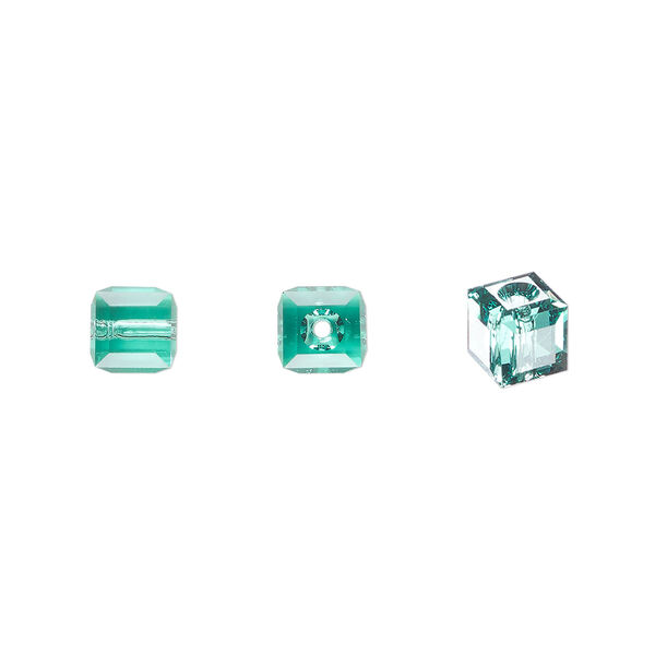 Bead 1pkg6 Caribbean green, Crystal Passions&reg; Regenerated 6mm cube 5601 image number 0