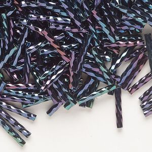 Bugle bead, Dyna-Mites&trade;, glass, opaque iris blue, 12mm twisted. Sold per 50-gram pkg.