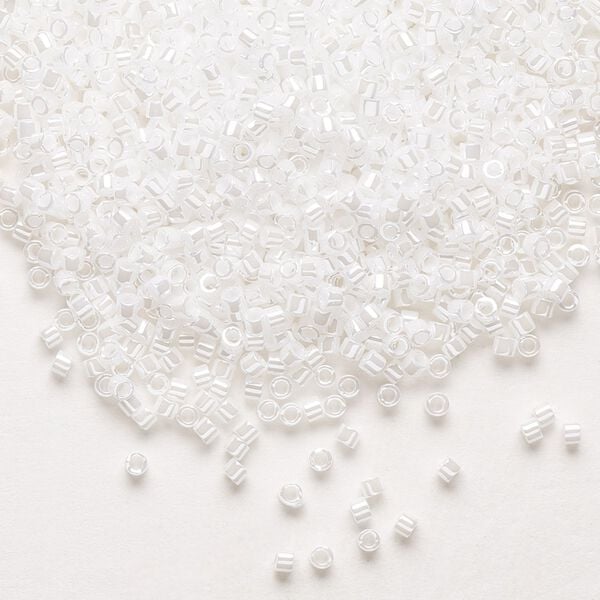 Seed bead, Delica&reg;, glass, pkg/50g, #11 round, opaque luster white pearl (DB-0201). image number 0