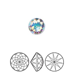 Round stone 6pk crystal AB foil back, Crystal Passions&reg; 10mm brilliant round rhinestone chaton 1400