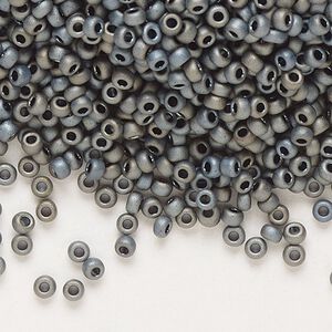 Seed bead, Miyuki, glass, pkg/250g, #11 rocaille, opaque matte metallic silver grey, (RR-2002).
