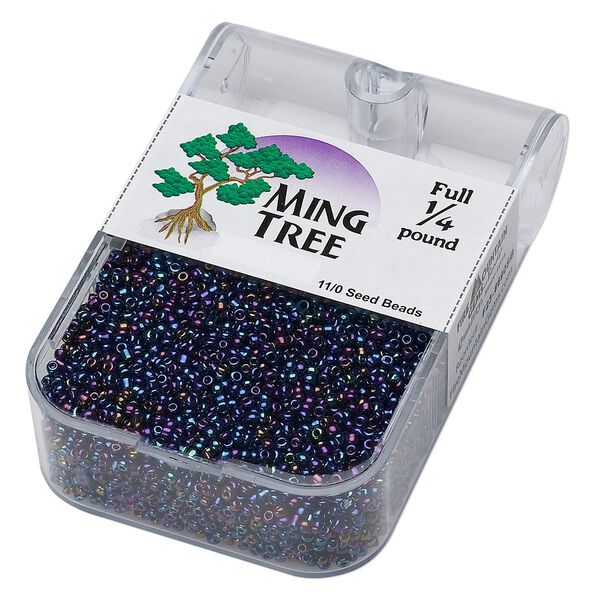 Seed bead, Ming Tree&trade;, glass, pkg/1/4 pound, #11 round, opaque iris blue. image number 0