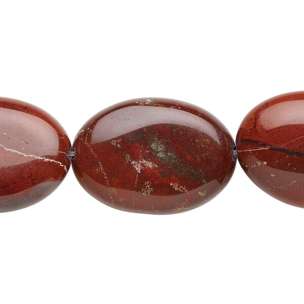 Red rainbow jasper 1pkg1, flat oval bead natural 15.5-16 inch 25x18mm image number 0