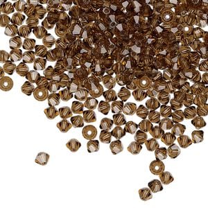 Bead 1440pk smoked topaz, Preciosa Czech crystal 3mm bicone