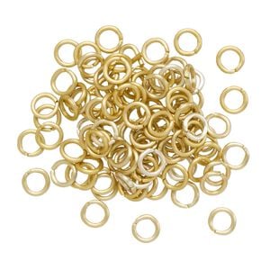 Jump ring 1pkg100 aluminum, 4.5mm round, 20 gauge / 2.9mm inside diameter / gold matte
