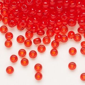 Seed bead, Preciosa Ornela, glass, transparent light red, #6 rocaille. Sold per 500-gram pkg.