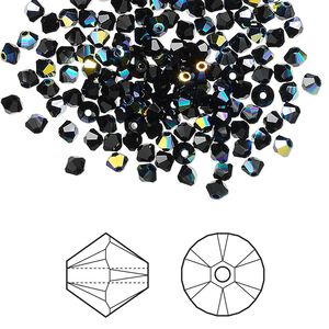 Bead 144pk jet AB, Crystal Passions&reg; 3mm bicone 5328