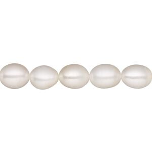Pearl 1pkg1, White Lotus&trade;, cultured freshwater (bleached), white, 7-7.5mm smooth rice, B grade, 15-1/2 to 16-inch strand.