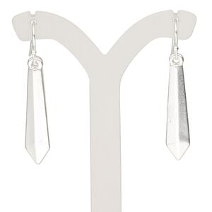 Earring, silver-plated brass and "pewter" (zinc-based alloy), 1-1/2 inches with diamond and fishhook ear wire. Sold per pair.