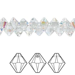 Drop 360pk crystal AB, Swarovski&reg; 6mm pendant bicone 6328