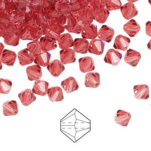 Bead 24pk Indian pink, Preciosa Czech crystal 5mm bicone