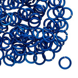 Jump ring 1pkg100 aluminum, 8mm round, 17 gauge / 5.6mm inside diameter / dark blue