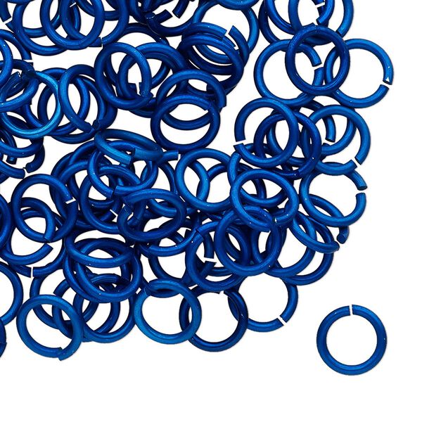 Jump ring 1pkg100 aluminum, 8mm round, 17 gauge / 5.6mm inside diameter / dark blue image number 0