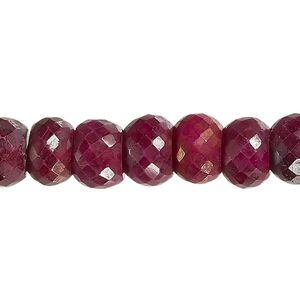 Indian ruby 1pkg1, hand-cut faceted rondelle bead 14 inch 8x5mm-10x8mm