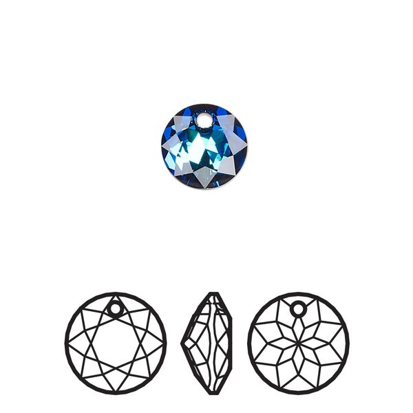 Drop 2pk crystal Bermuda blue, Crystal Passions&reg; 8mm pendant classic cut 6430 image number 0