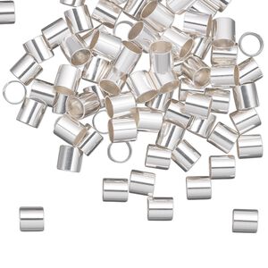Crimp 1pkg100 sterling silver, 4mm seamless tube / 3.5mm inside diameter