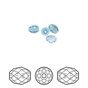 Bead 4pk aquamarine, Crystal Passions&reg; 5x4mm olive briolette 5044